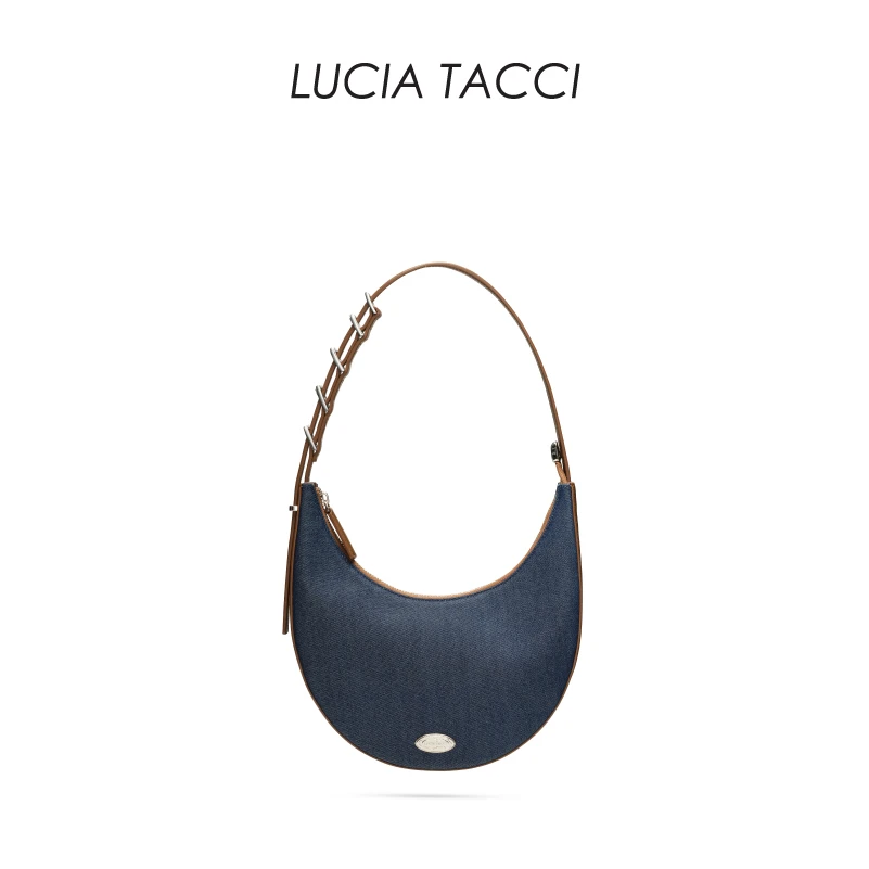 【官方精选福利】LUCIA TACCI 经典中号牛皮牛仔半月包单肩腋下包女