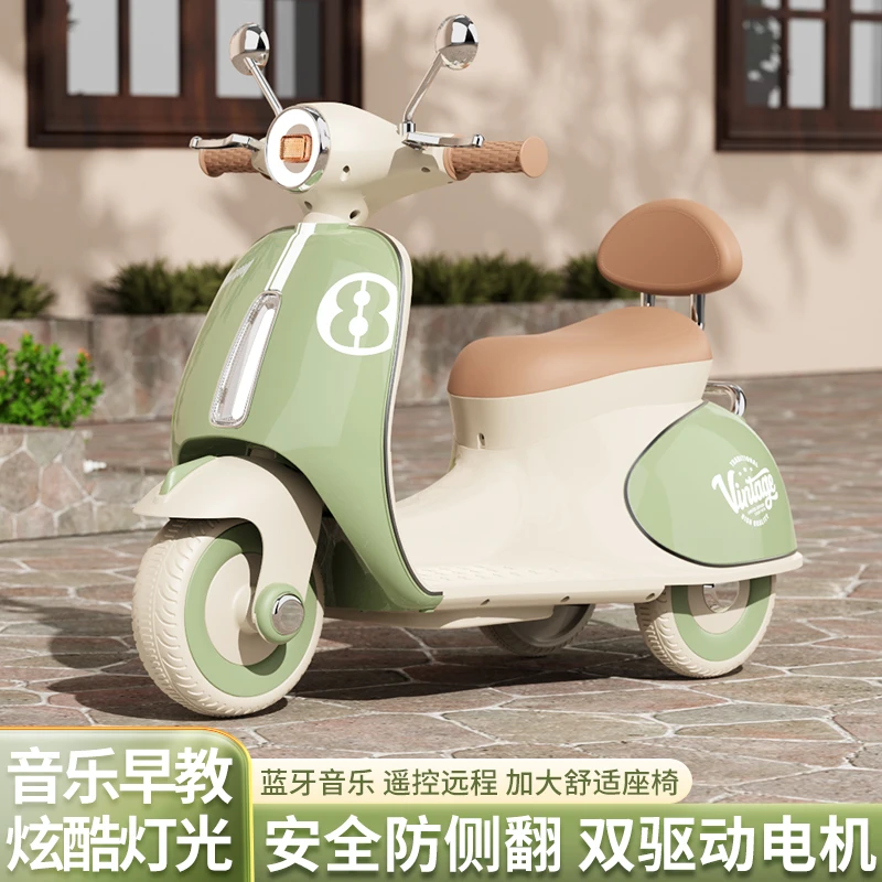 儿童电动摩托玩具车儿童可坐人遥控电动车子宝宝三轮车小孩礼物