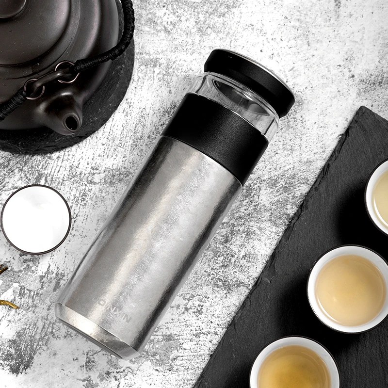 JOINXIN君子杯纯钛双层户外水杯茶水分离杯泡保温茶杯保温杯家用