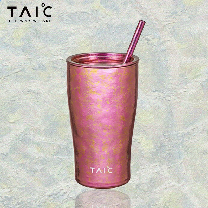 TAIC太可纯钛随心杯 啤酒杯饮料杯 冷饮杯吸管杯双层便携户外