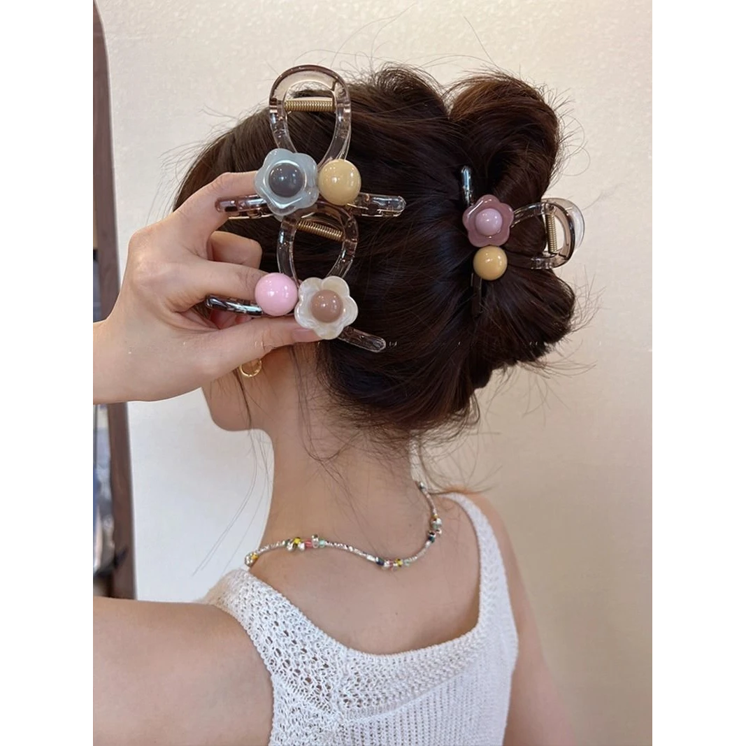 网红夏季亚克力盘发抓夹2025新款简约女后脑勺鲨鱼夹子头饰发饰马