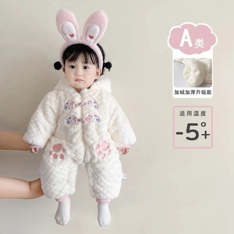 婴儿冬季衣服可爱连体衣新生儿外出服哈衣冬装加绒加厚宝宝保暖