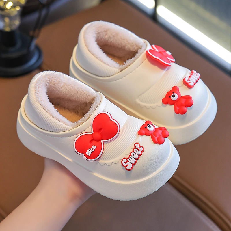 EVA儿童棉鞋防水秋冬季宝宝卡通室内拖鞋防滑软底公主风棉拖