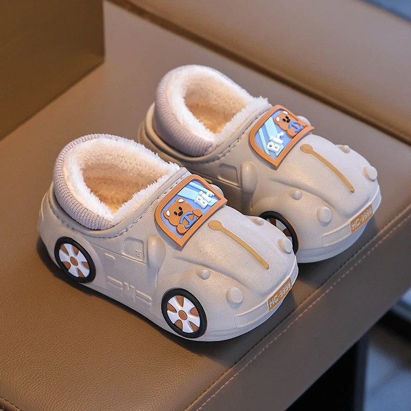 EVA儿童棉鞋包跟防水防滑小汽车冬季加厚防滑软底卡通可爱棉鞋