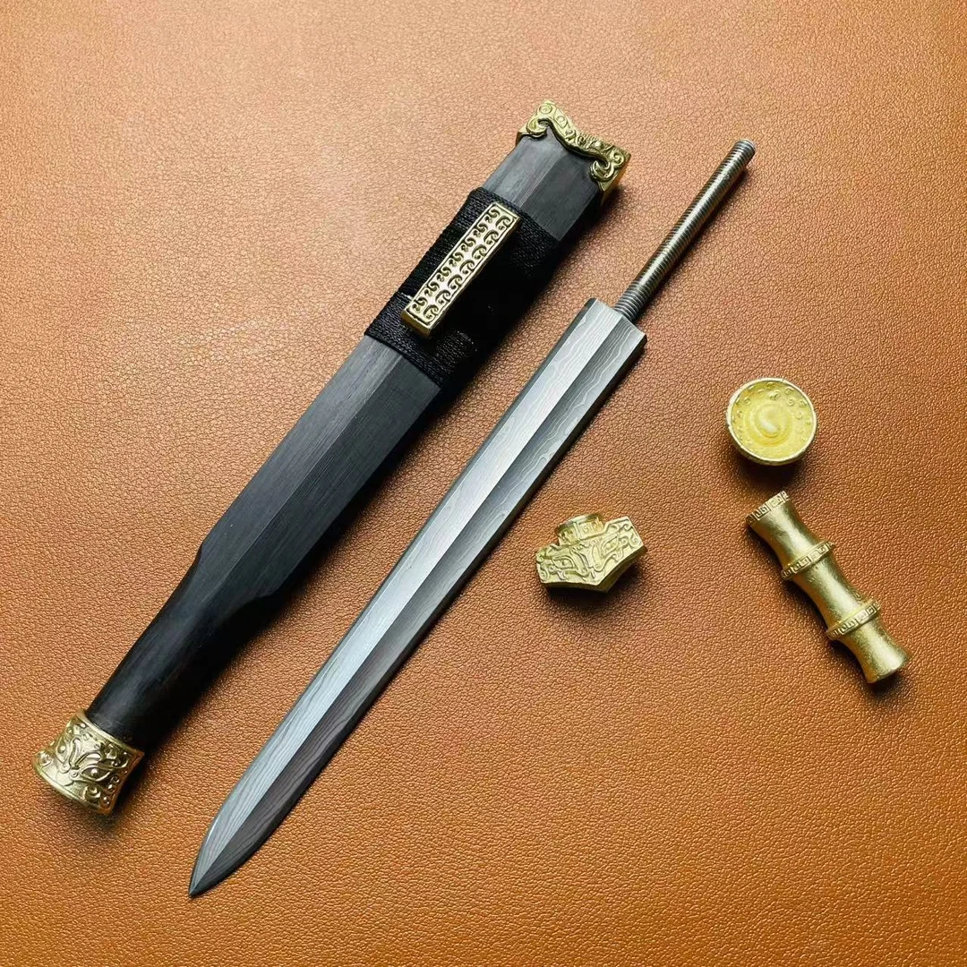 【纯铜装汉王剑】迷你茶刀袖珍古代兵器微型迷你微兵器摆件