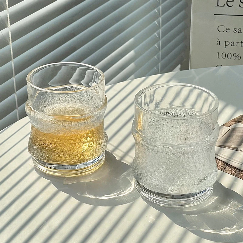 磨砂复古威士忌酒杯ins玻璃杯挂冰手感简约冰美式咖啡杯喝水杯子