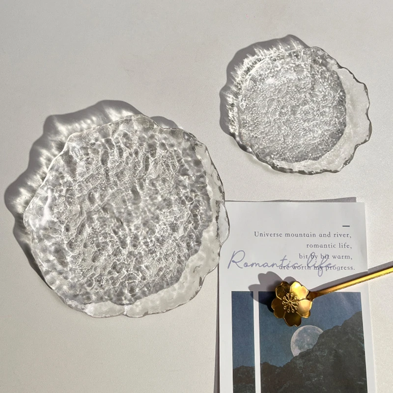 网红ins风透明不规则冰川玻璃水果碟家用高颜值餐具甜品点心盘子