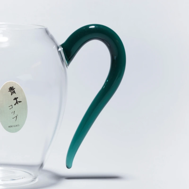 日本青木玻璃公道杯纯手工耐热分享杯湖绿色