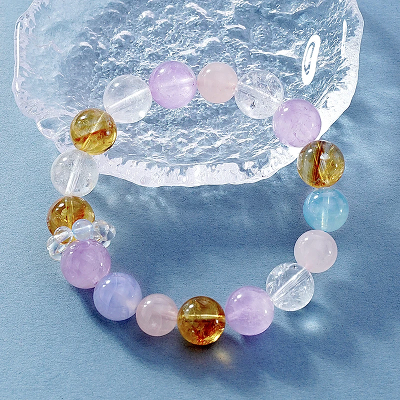 天然水晶手链女款送女朋友礼物时尚饰品轻奢素圈珠宝首饰手串