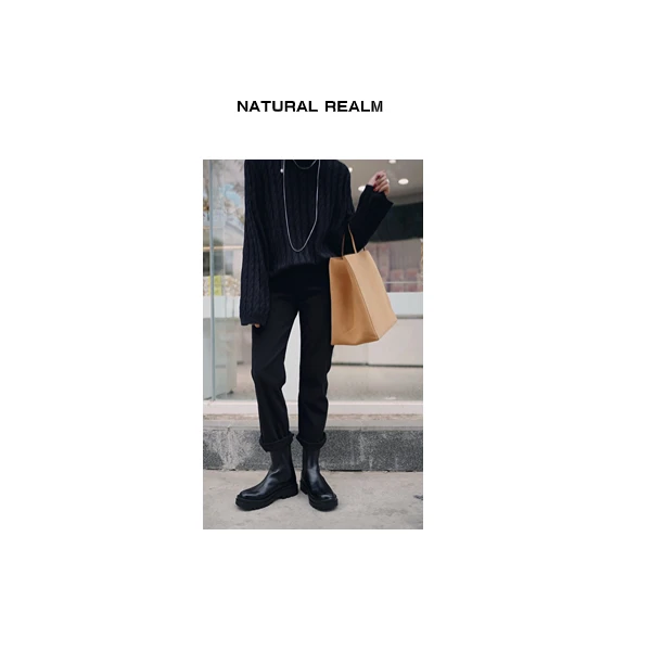 {NATURAL REALM}秋冬轻奢设计师时尚经典百搭显瘦黑色弹力直筒裤