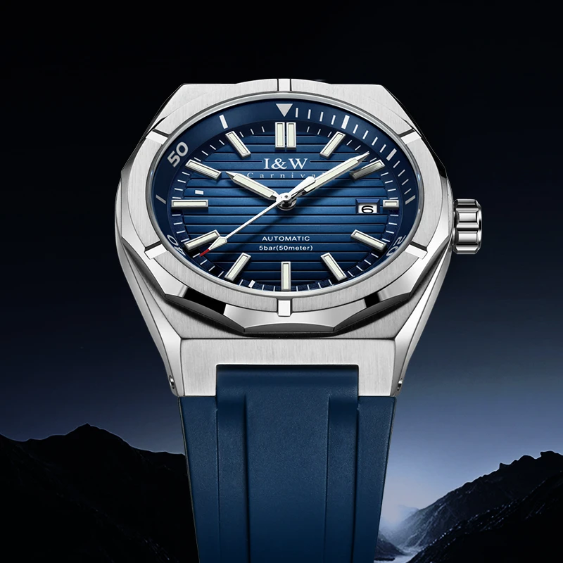 爱沃驰I&W品牌手表高端夜光防水全自动机械男表胶带711