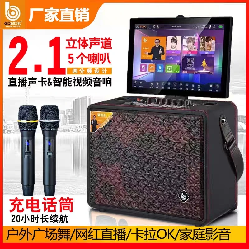 舶克品牌V3升级款德国Bok三分频 网红声卡KTV 视频音响一体机