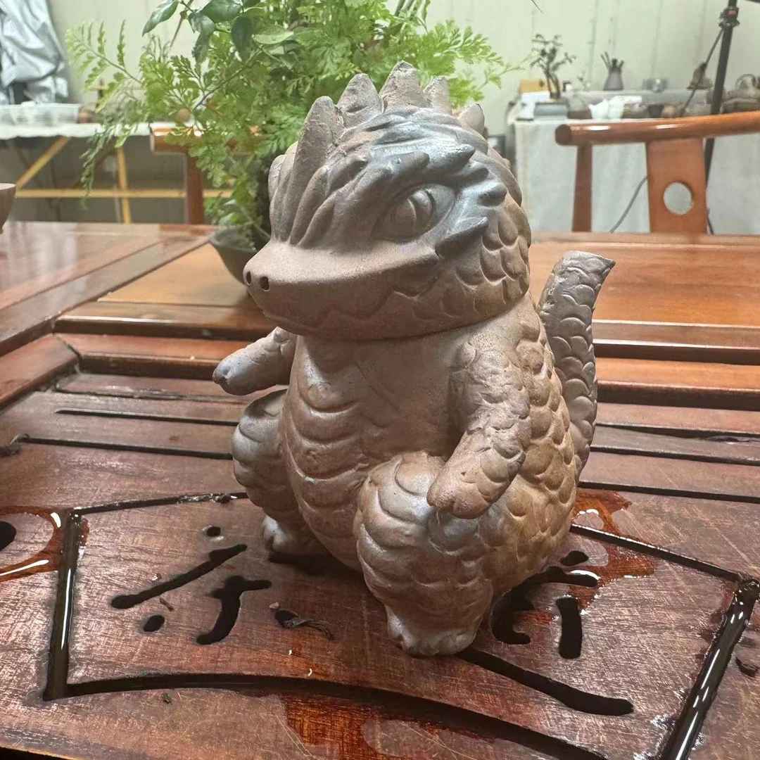【现货】原矿老岩泥粗陶创意小恐龙新品陶瓷泡茶壶单个