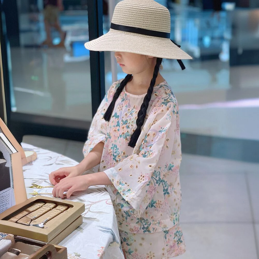 TZ8143【花束离岛】女童套装洋气夏装新中式女孩碎花短裤两件套