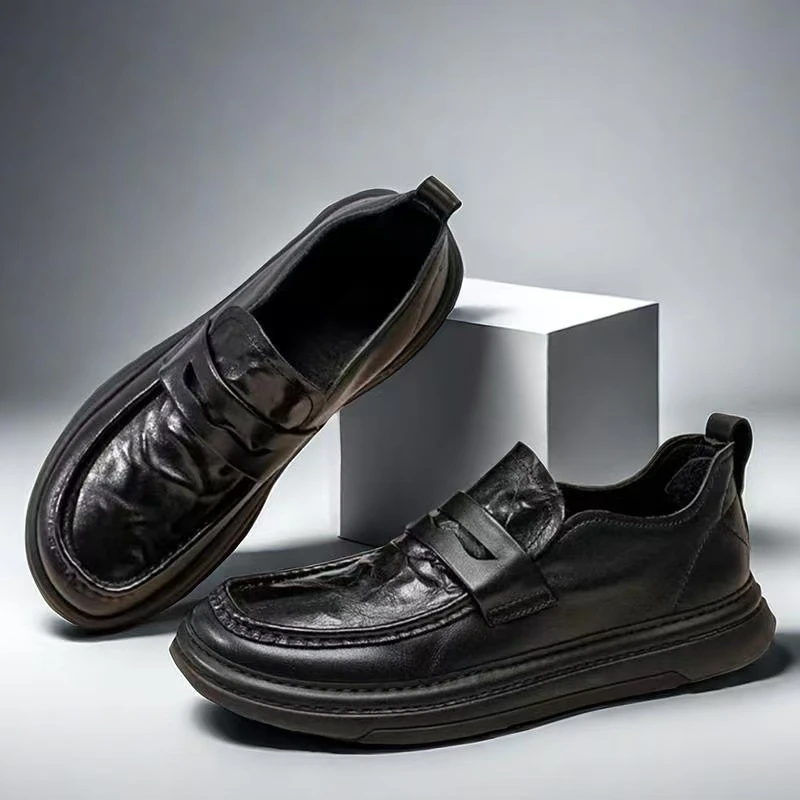 2024秋季新款真皮轻奢男鞋百搭休闲乐福男士皮鞋舒适软底商务潮鞋