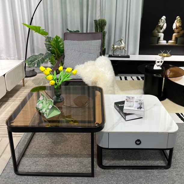 陌野方形烤漆钢化玻璃茶几客厅家用小户型轻奢现代简约茶几阳台