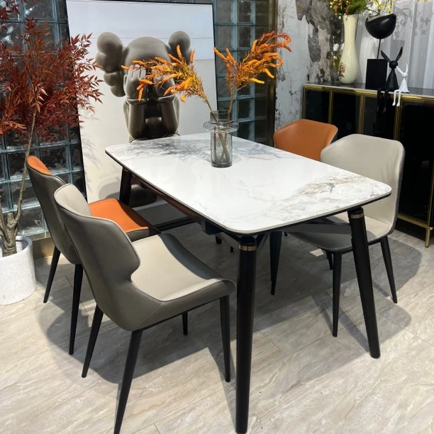 意式轻奢现代家用岩板餐桌椅伸缩折叠方圆两用小户型吃饭桌饭桌子
