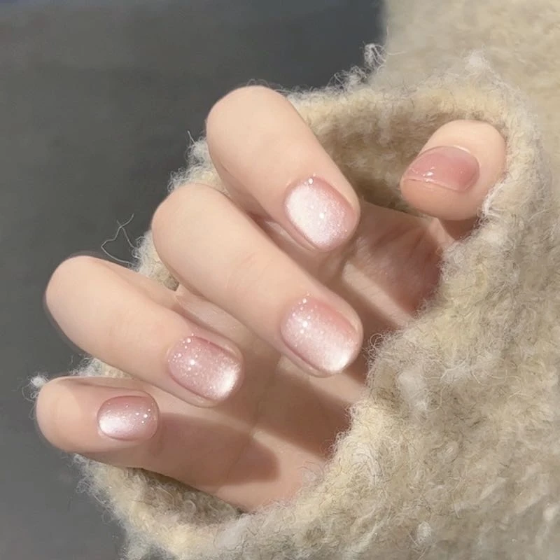 【幽灵粉晶】野世穿戴甲纯手工穿戴 玻璃珠猫眼 纯欲精致伪素颜美甲
