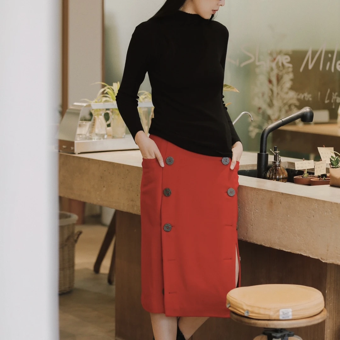肆声｜中国红羊毛半裙