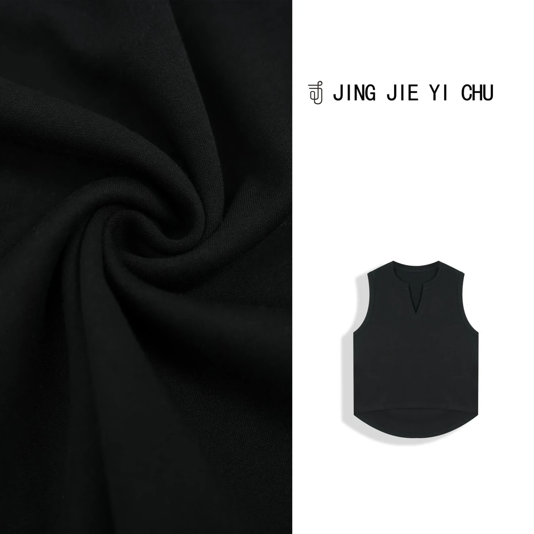 静姐【翩翩起舞】秋季新款无袖坎肩设计剪刀V领宽松百搭马甲LJ086