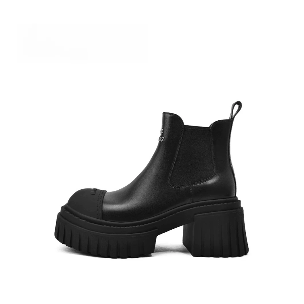 范秀2024秋冬新款切尔西靴女英伦风厚底烟筒靴增高时尚百搭冬季