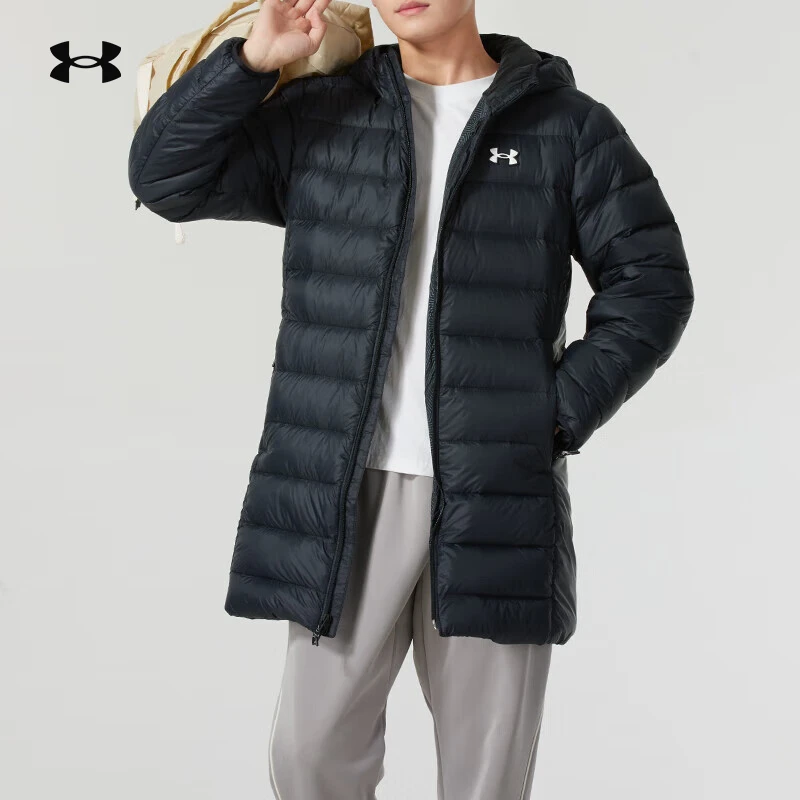 安德玛UA官方羽绒服中长款舒适连帽抗寒加厚保暖运动外套1385839