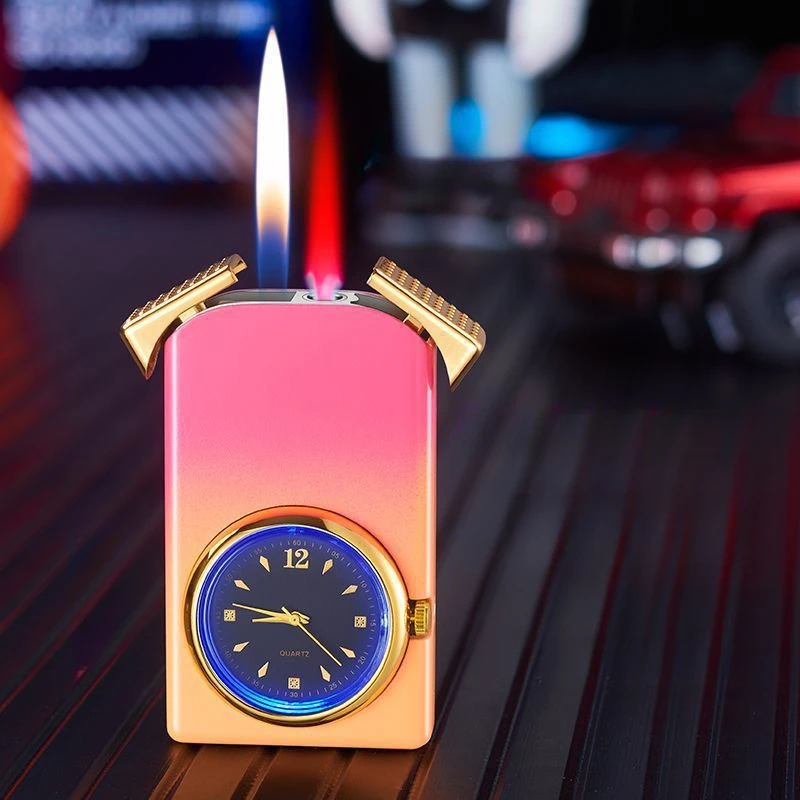 情侣礼物 8819手表新款创意梦幻表盘双火焰打火机创意防风打火机