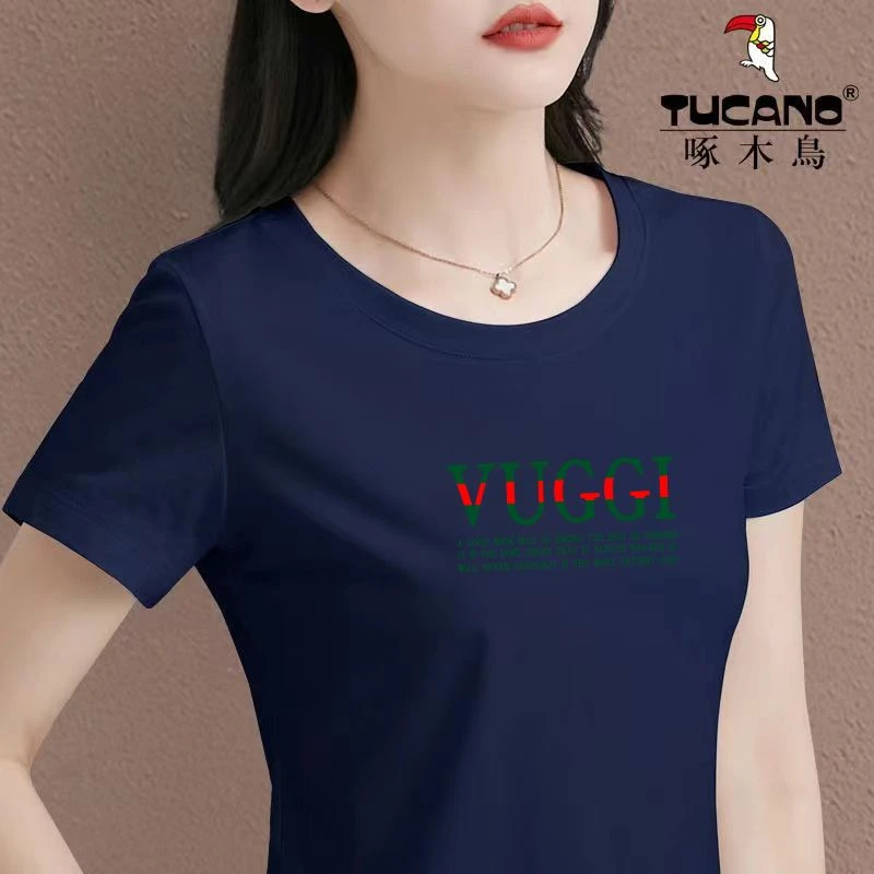 清仓捡漏啄木鸟商场撤回夏季时尚薄款短袖t恤女百搭显瘦上衣印花