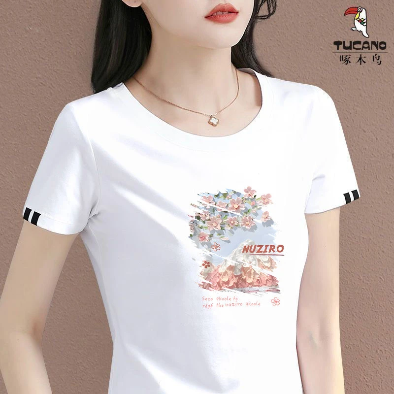 清仓捡漏专柜正品啄木鸟夏季t恤潮流时尚百搭短袖ins风女上衣