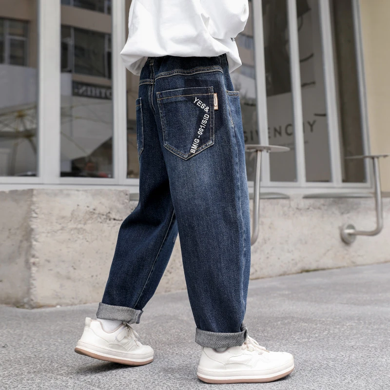 男童春季裤子青少年2025新款儿童春秋装牛仔长裤男孩中大童休闲裤