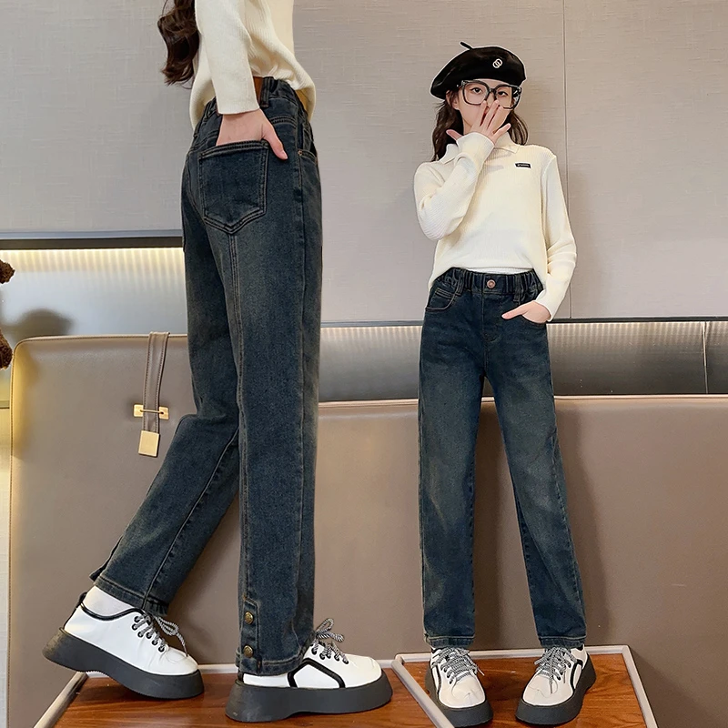 女童牛仔裤春秋装中大童休闲裤春季2025新款儿童春天小脚裤子时髦