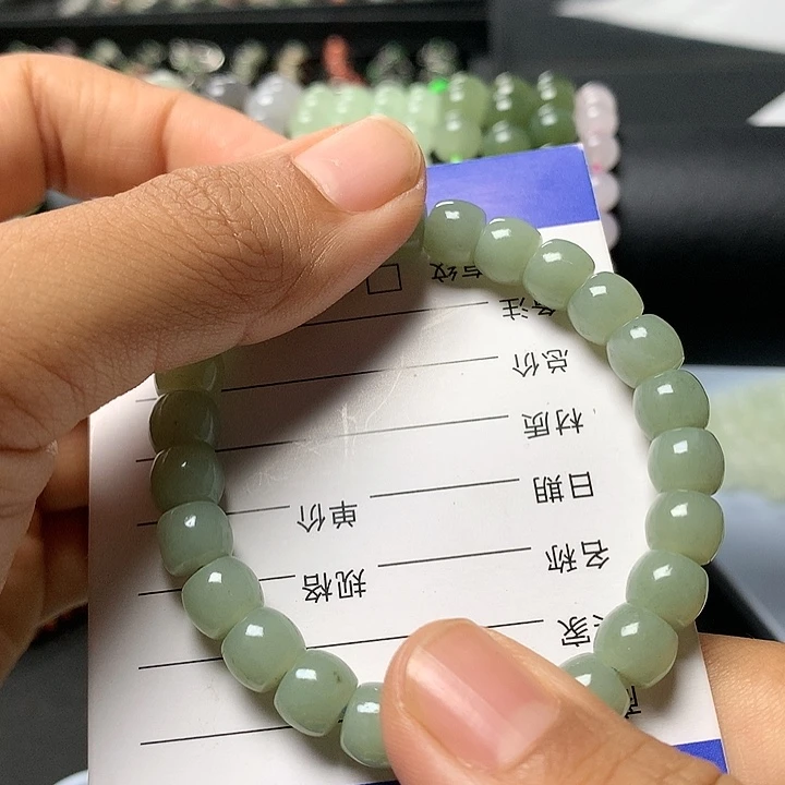 和田玉手串未镶嵌直切卡8