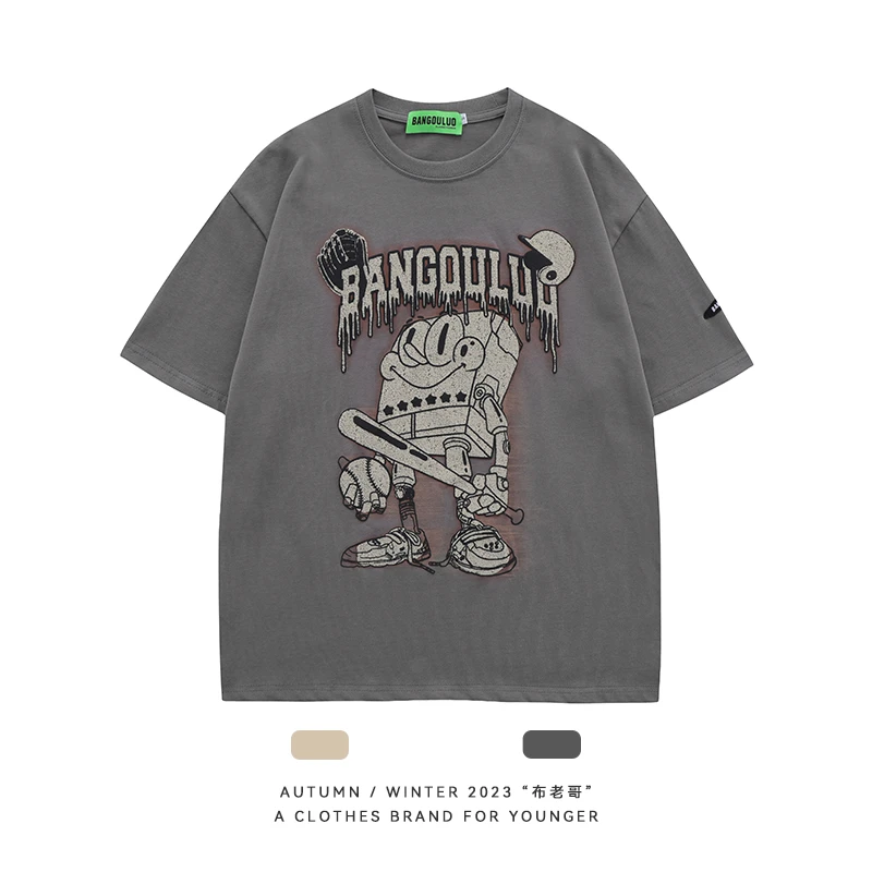 布老哥Blog日系海绵宝宝印花短袖T恤男女潮牌宽松情侣半袖上衣D70