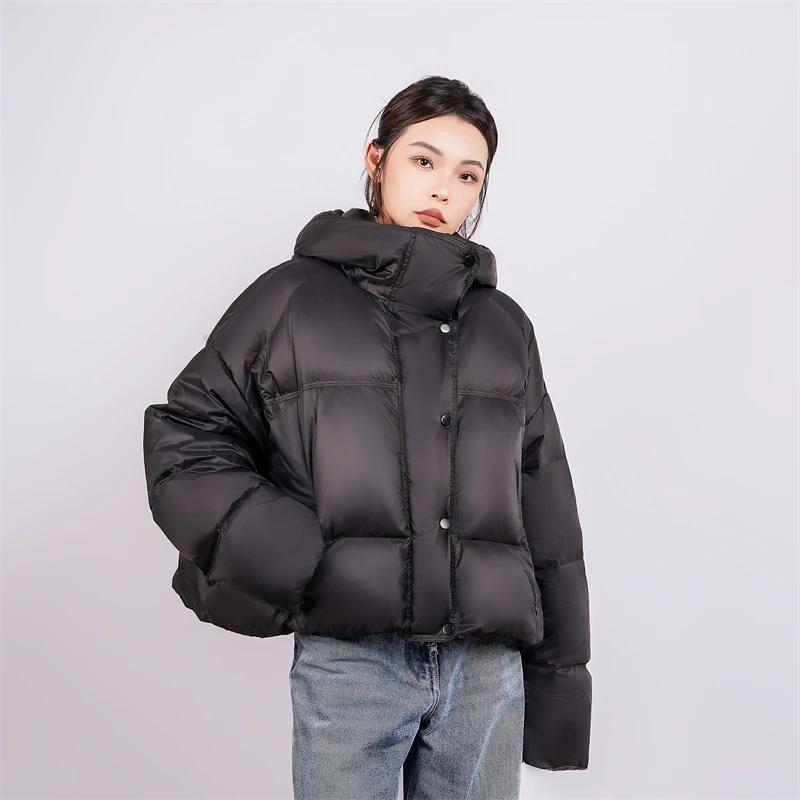新国标90绒冬季新款极简短款羽绒服【省心穿搭】连帽时尚款