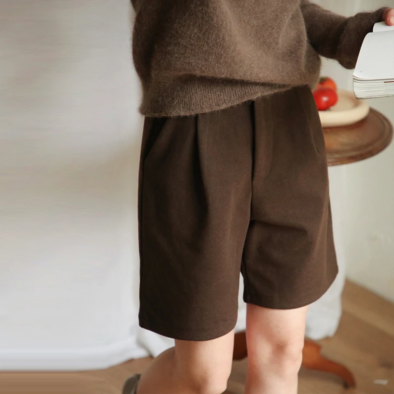 咖色毛呢短裤女2025秋冬季新款百搭休闲五分裤子显瘦冬天短裤外穿