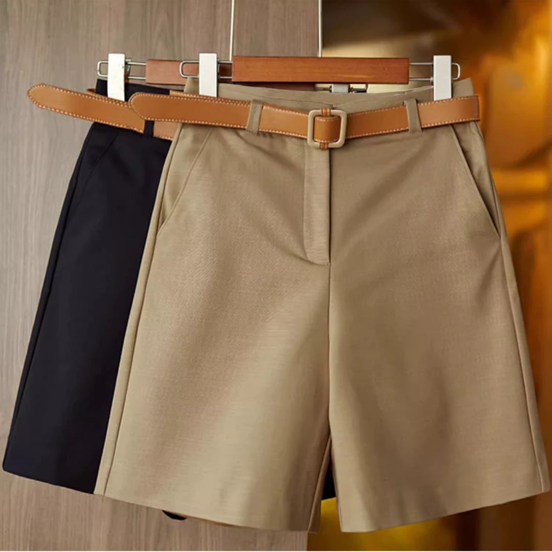 莱赛尔天丝高腰五分裤女夏季显高显瘦五分裤女款爆款2025新款