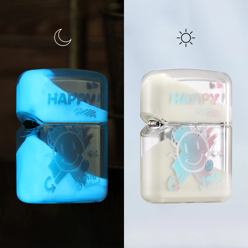 ZIPPO/之宝打火机夜光流沙笑脸防风煤油礼盒七夕礼物送男生DYH1X1