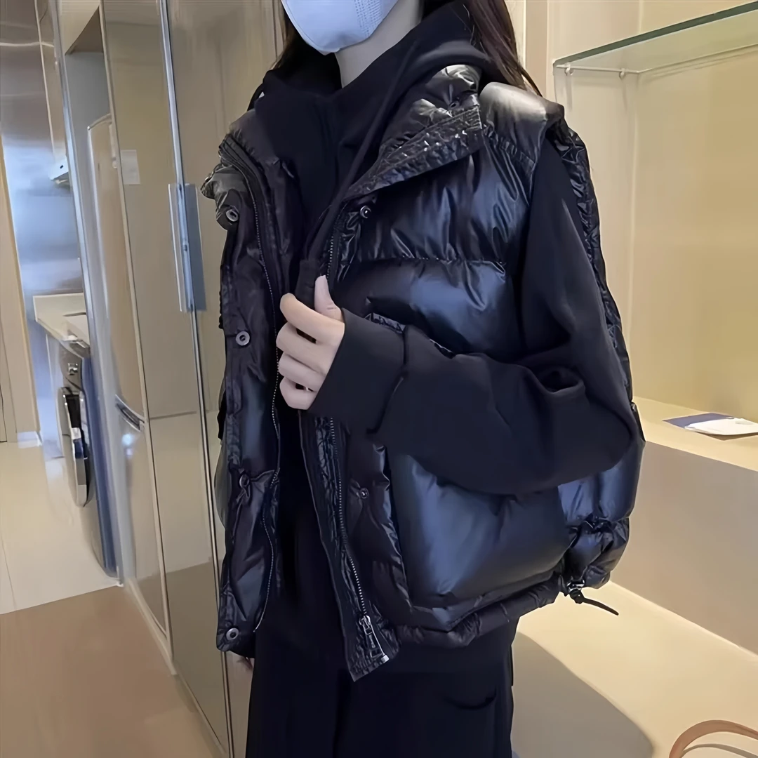 冬季亮面免洗棉服马甲女款外搭秋冬新款时尚坎肩百搭厚马夹外套