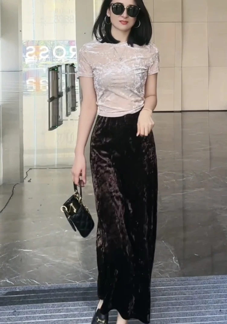 【480克加厚绒】钻石绒直筒气质高腰冬季半身裙时尚气质显瘦