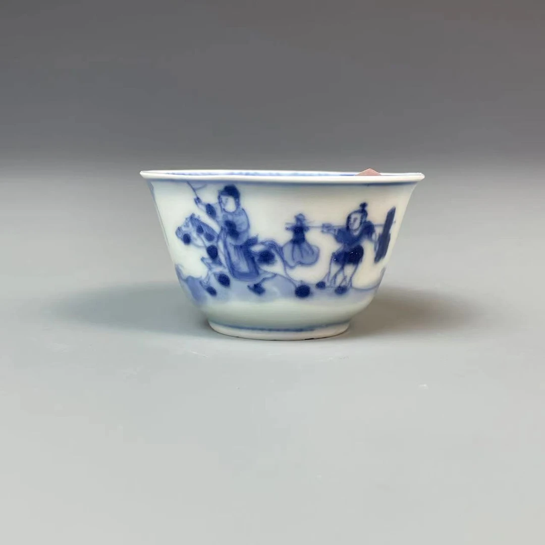 古董收藏899康熙青花人物纹杯