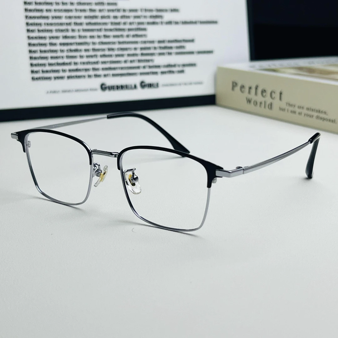 小脸理工男斯文半框近视眼镜框镜架男复古眉毛眼镜架近视高度近视