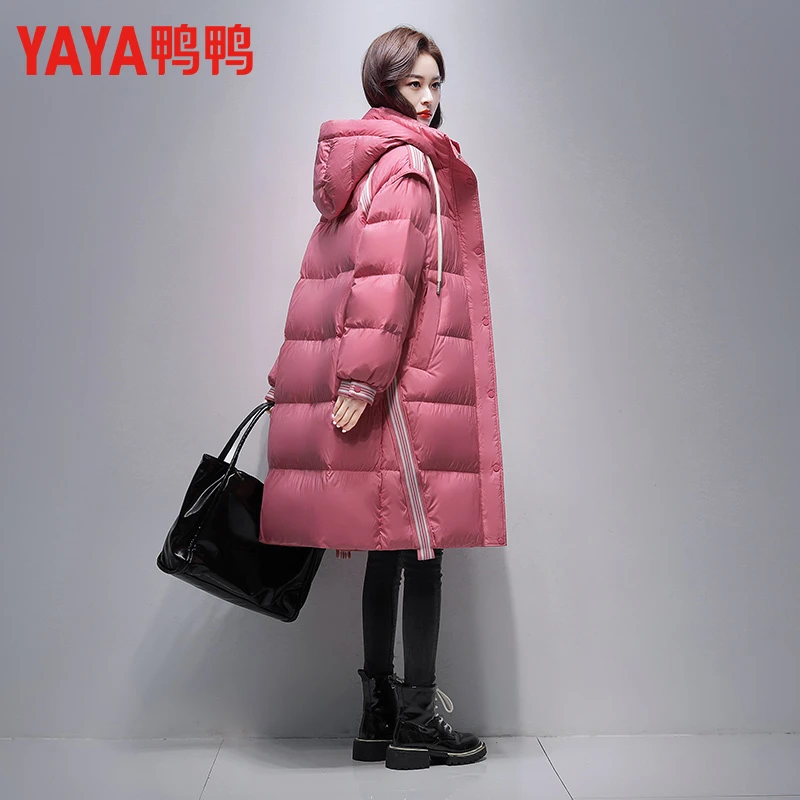 YAYA/鸭鸭羽绒服女中长款长过膝韩版时尚宽松休闲厚2024冬季新款