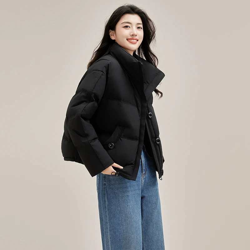 YAYA/鸭鸭羽绒服女短款2024年冬季新款面包服立领休闲外套小个子