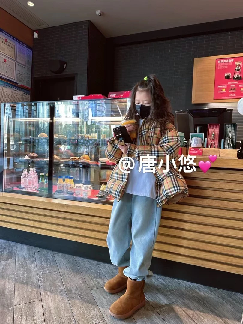 唐小悠 童装定制款 上新2023经典款格子 羽绒服外套