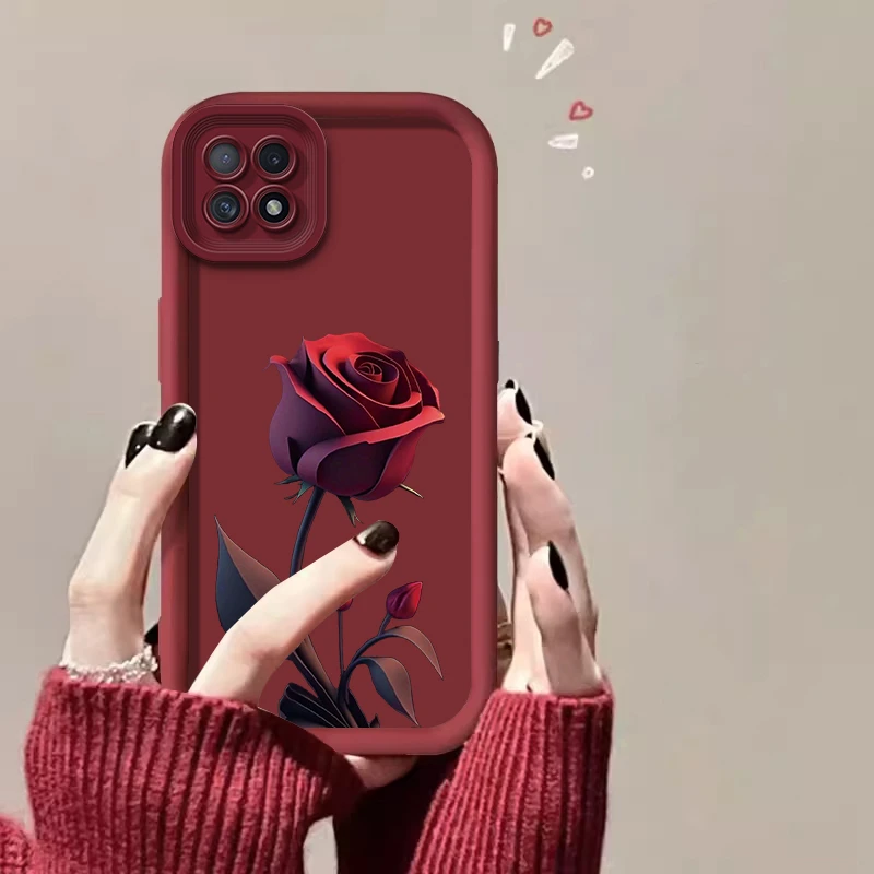 适用【OPPO A72】一朵暗红玫瑰亲肤硅胶全包摄像头防摔手机壳