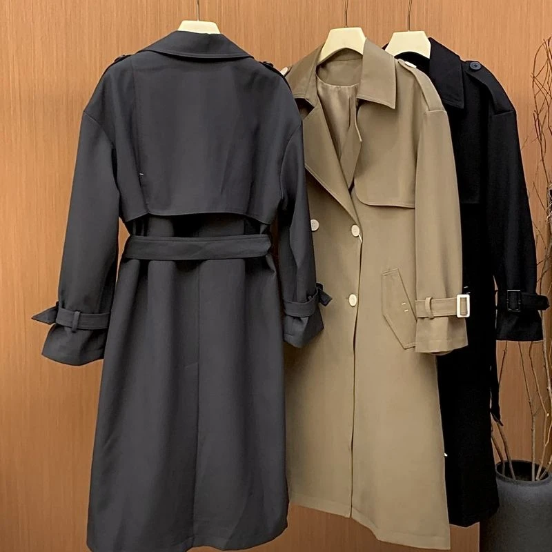 Q94长款风衣外套女2024秋冬季新款宽松百搭高级感英伦风休闲大衣