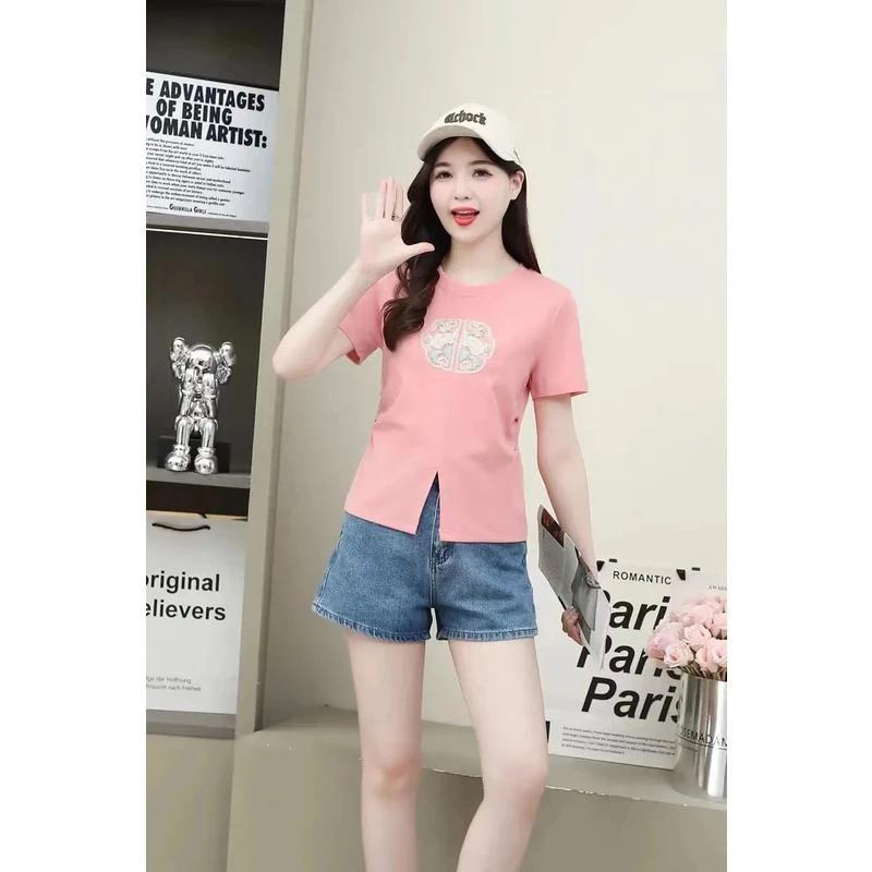 2407夏季时尚百搭休闲洋气显瘦t恤