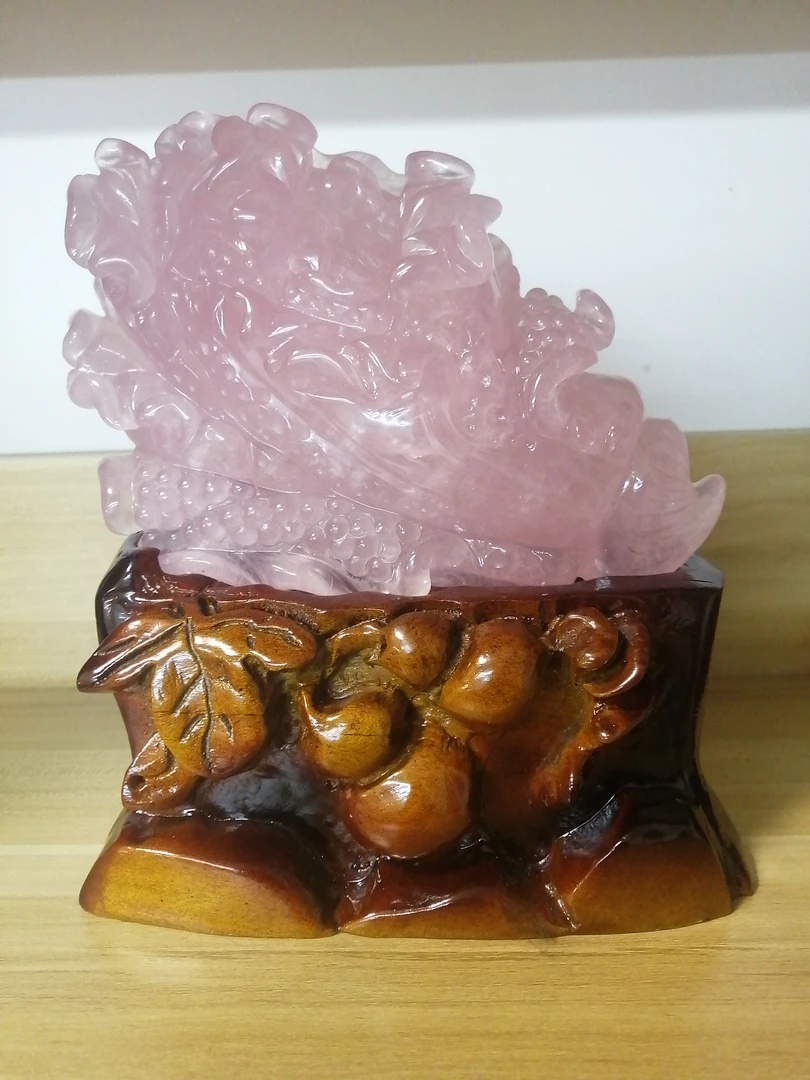 天然粉水晶白菜摆件，家居办公室玄关乔迁开业礼物，重1.5KG