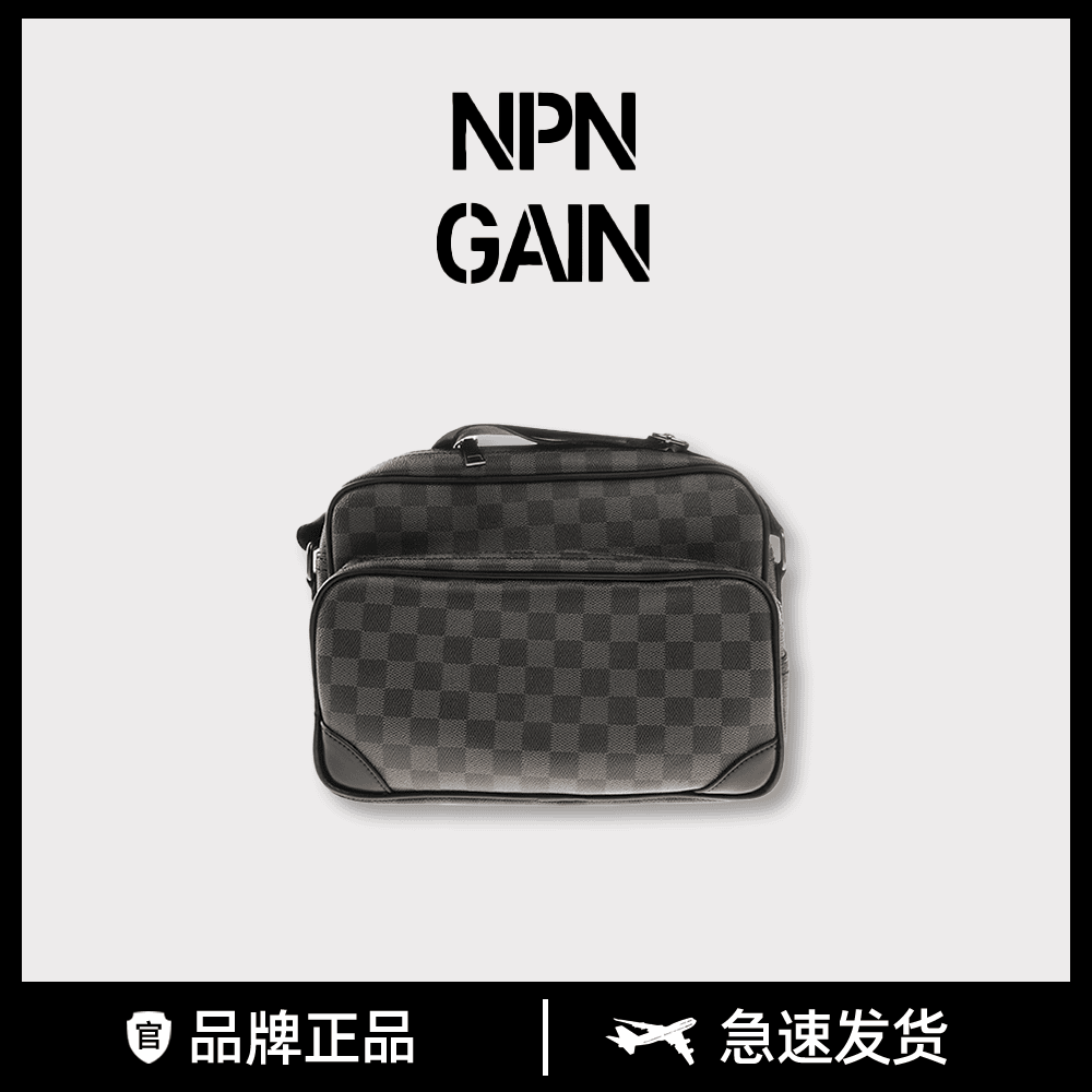 全新未使用  NPNGAIN 轻奢黑色棋盘格潮流时尚男士单肩斜挎相机包