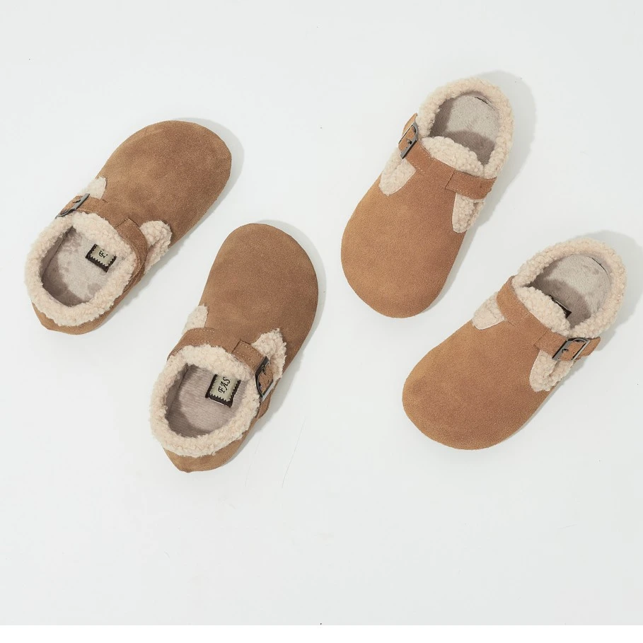 儿童加绒博肯鞋2023秋冬季女童牛皮棉鞋休闲软底真皮女宝宝鞋子